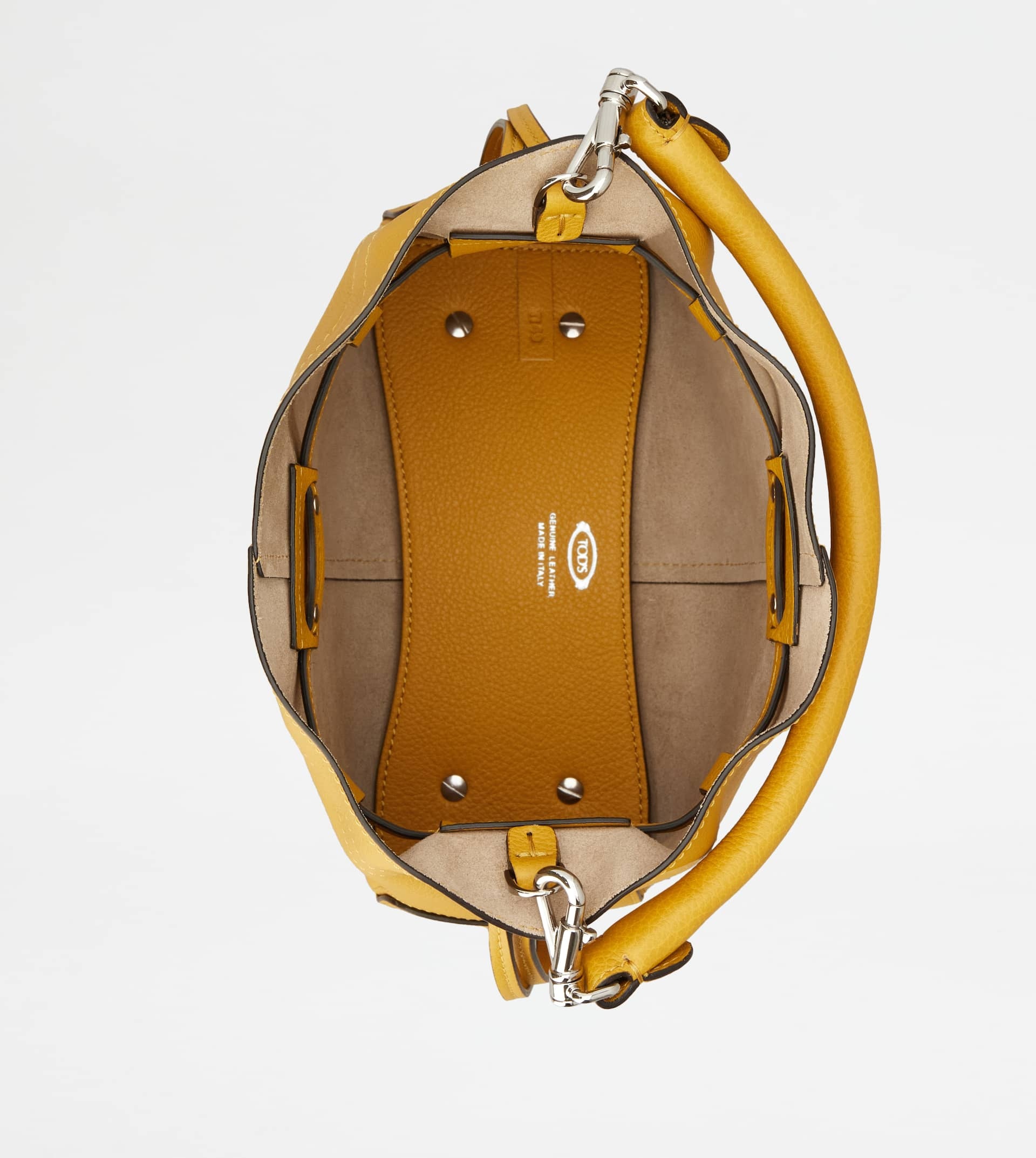 TOD'S DI BAG BUCKET BAG IN LEATHER MINI WITH DRAWSTRING - YELLOW - 4