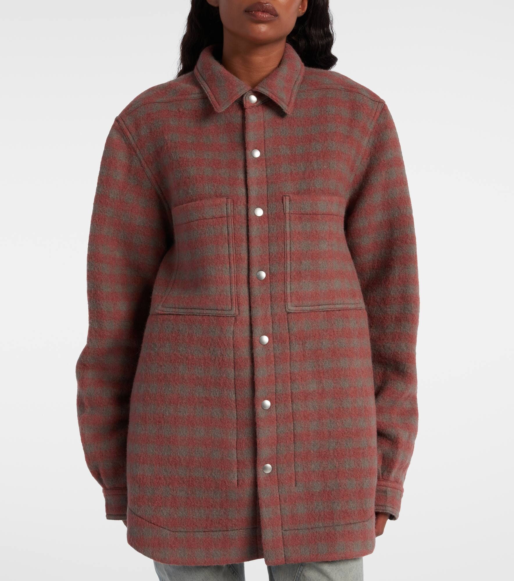 Checked virgin wool overshirt - 7