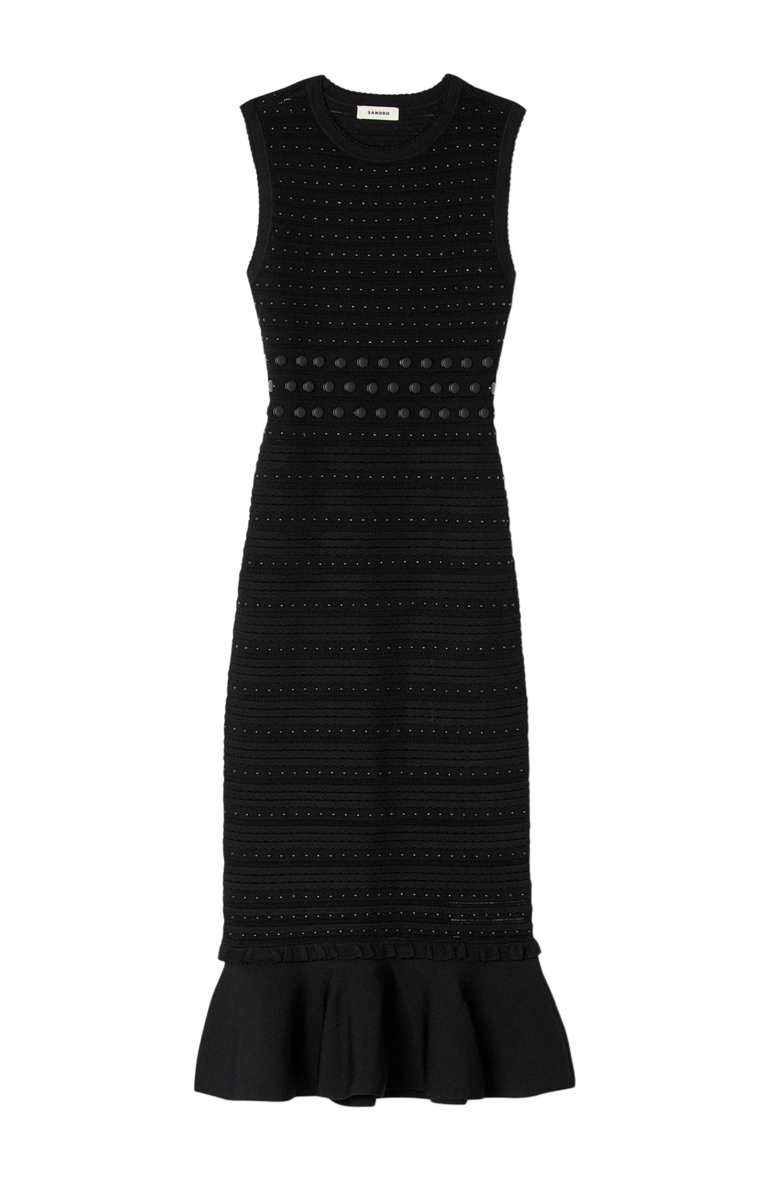 SANDRO Knit maxi dress with studs in Black at Nordstrom - 5