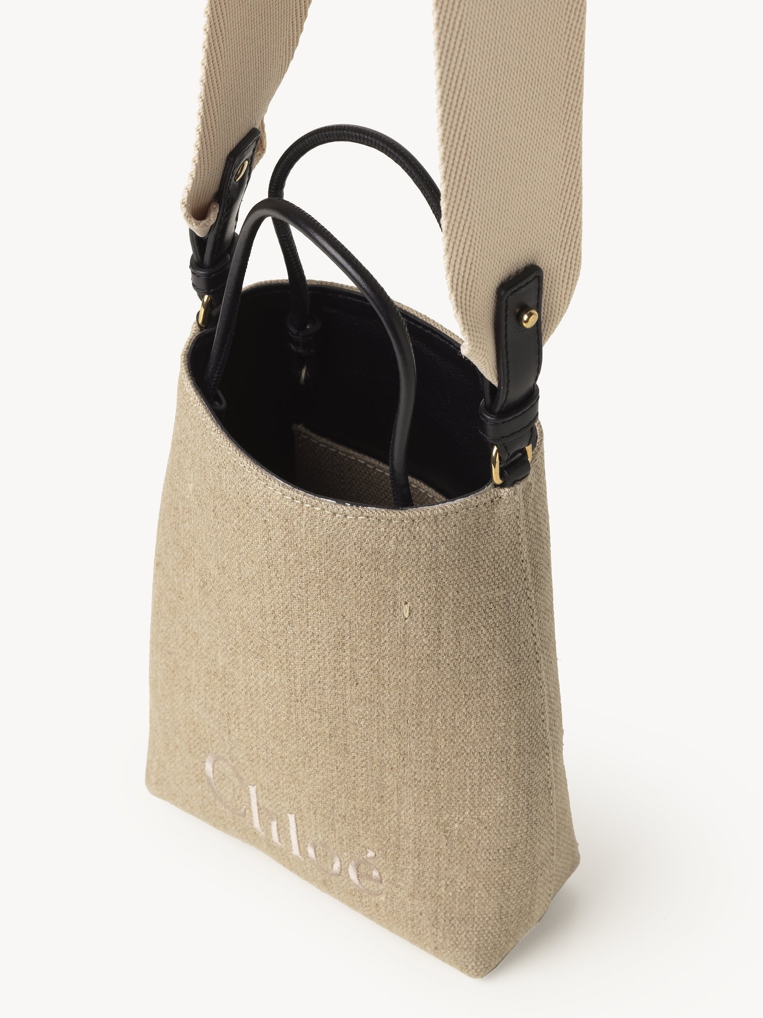 MICRO CHLOÉ SENSE TOTE BAG IN LINEN 4