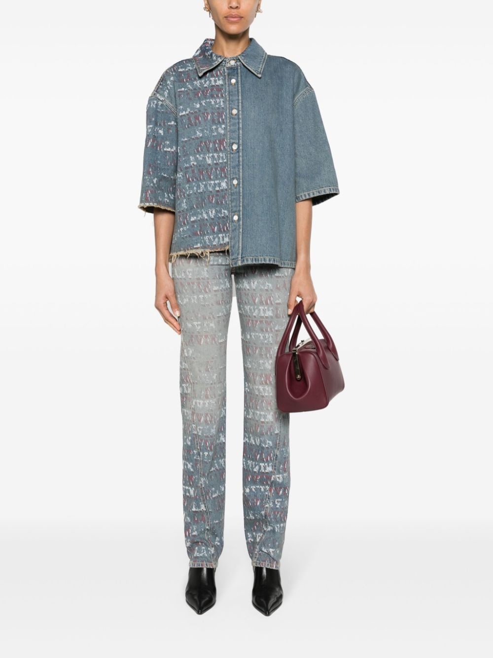 x Future asymmetric denim shirt - 3