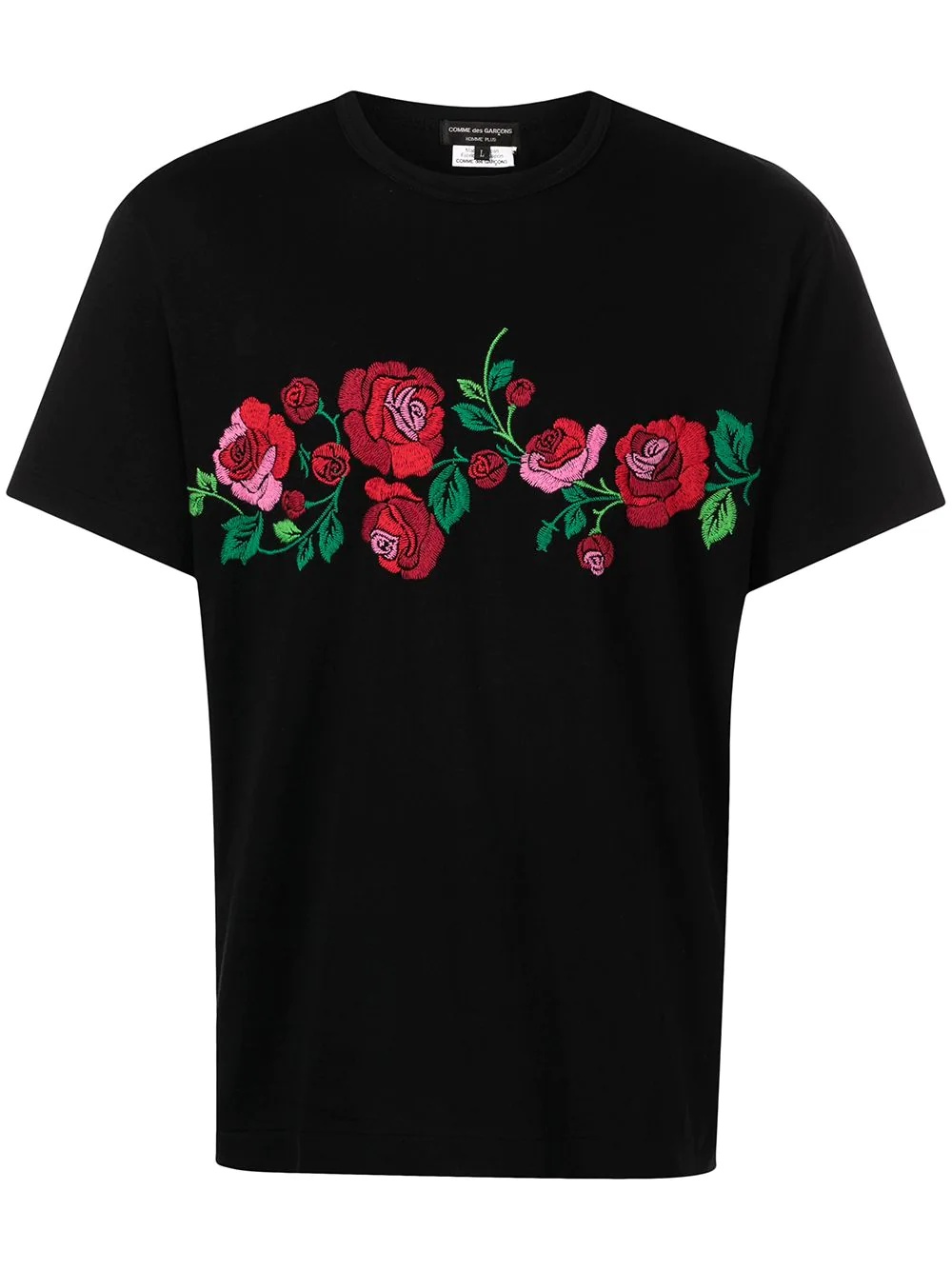 floral-embroidered cotton T-shirt - 1