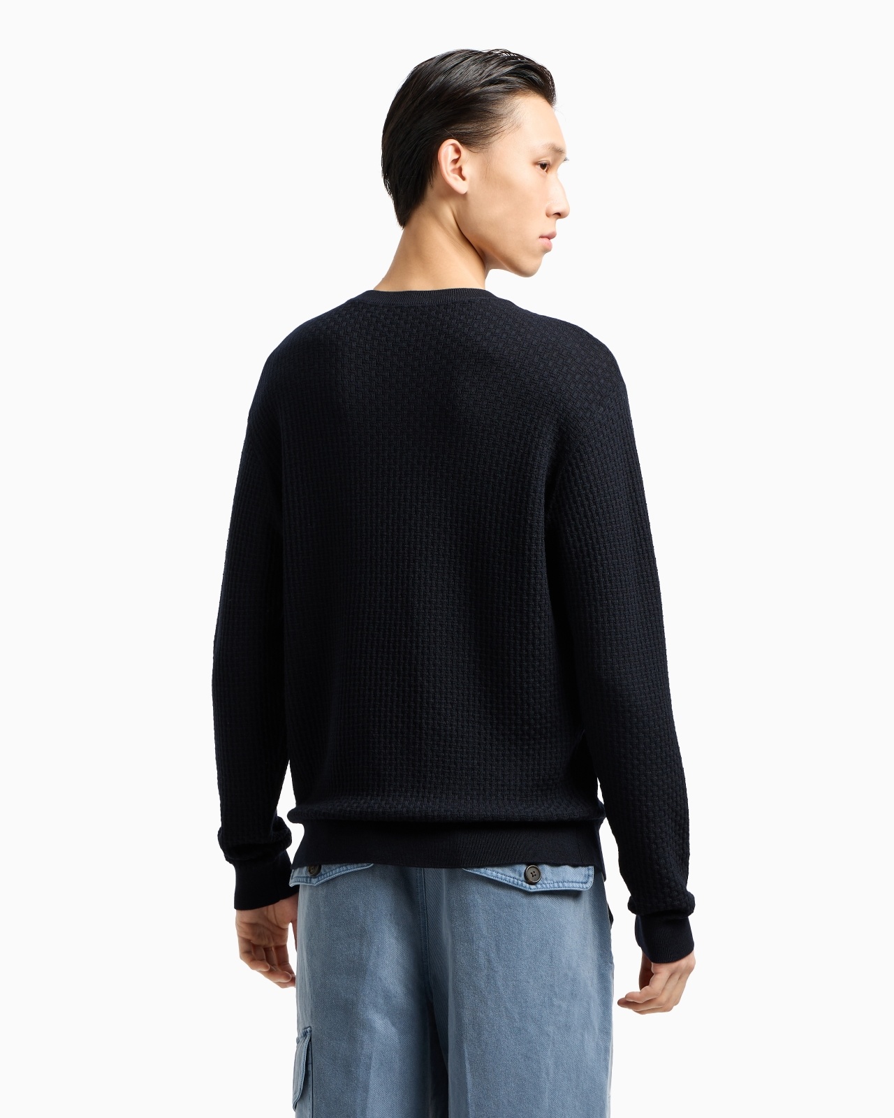 VIRGIN WOOL JUMPER WITH EMBOSSED JACQUARD PATTERN - 3