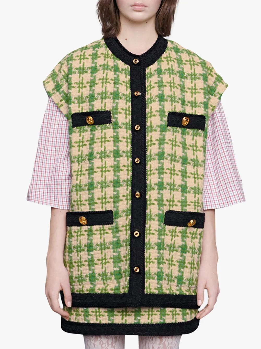 houndstooth gilet - 3