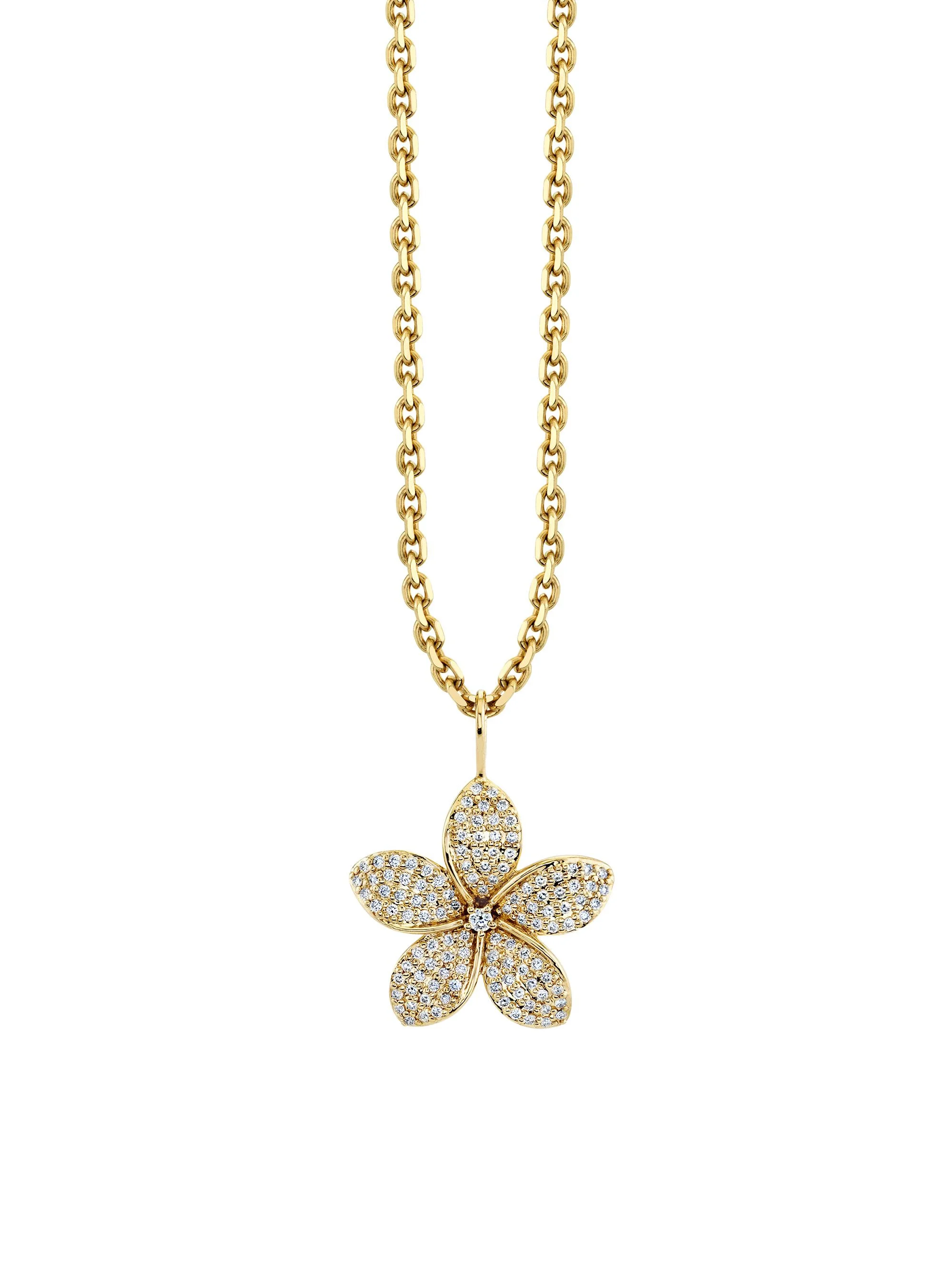 Women's Plumeria 14K Gold & Diamond Pendant Necklace - Gold - 1