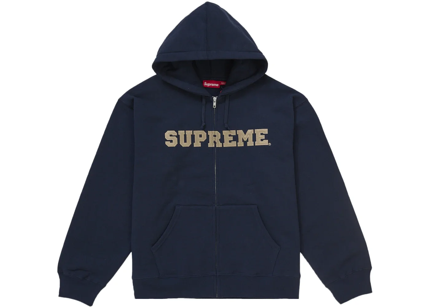 Supreme Collegiate Applique Zip Up Hooded Sweatshirt Navy - 1