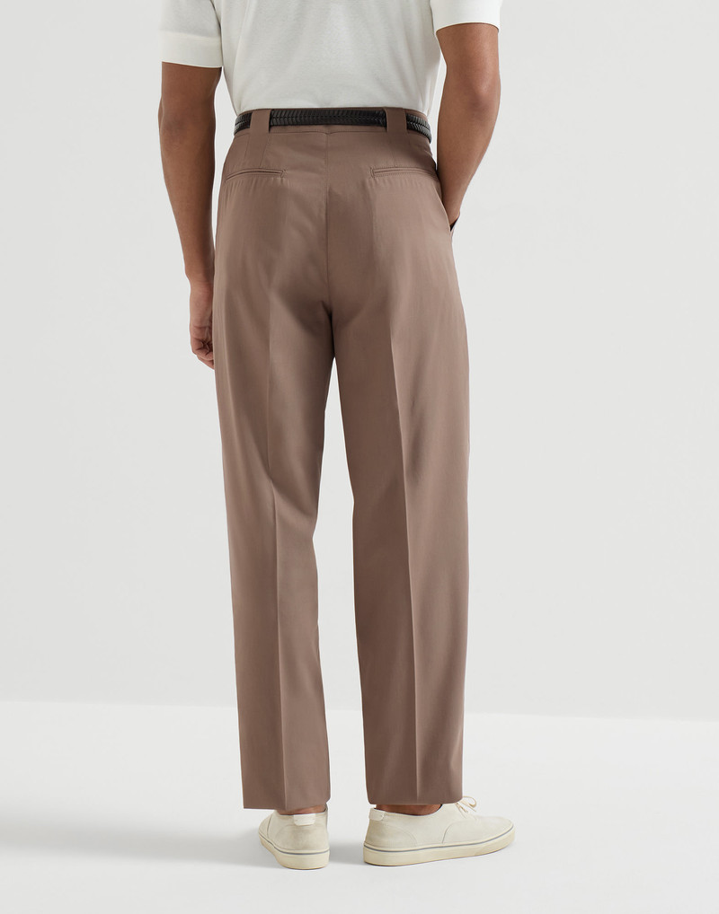 Cotton crêpe batavia trousers with pleat 3