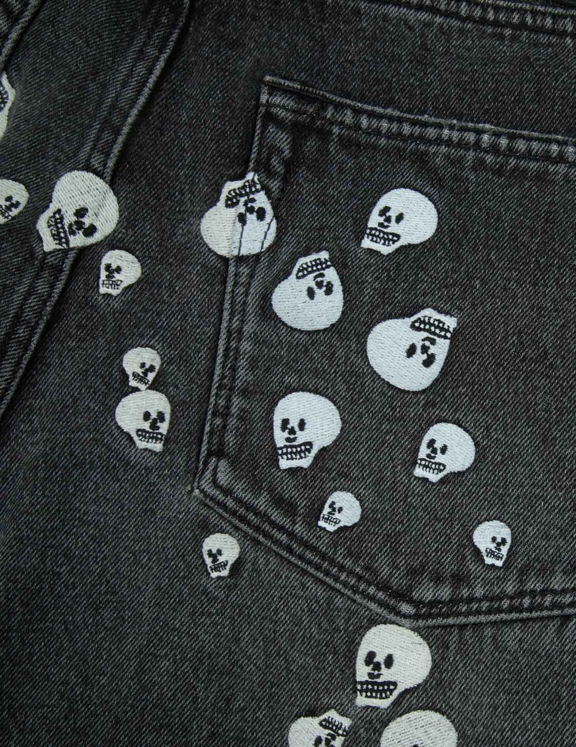 Skull Embroidery Daicock Baggy Jeans - 12
