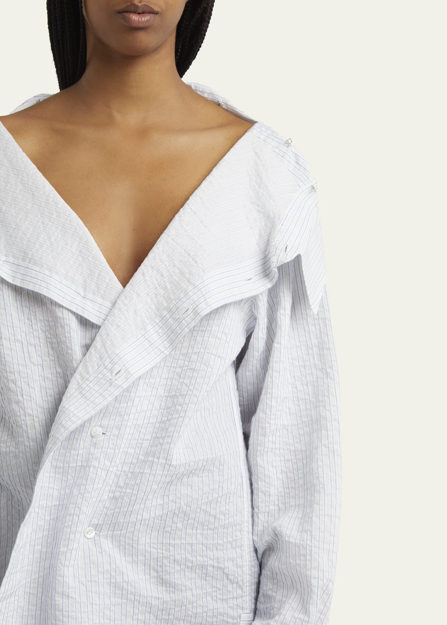 Stripe Button Down Blouse - 5