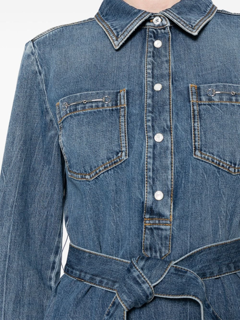 Horsebit-detail denim dress - 5
