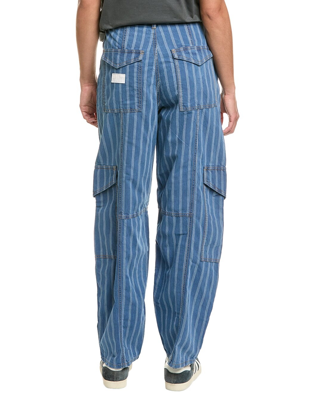GANNI Light Stripe Denim Cargo Pant - 2