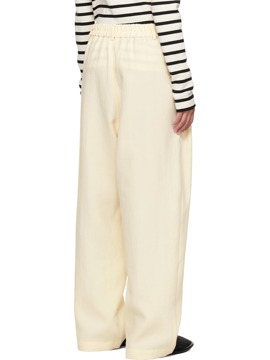 Beige Wide-Leg Trousers - 3