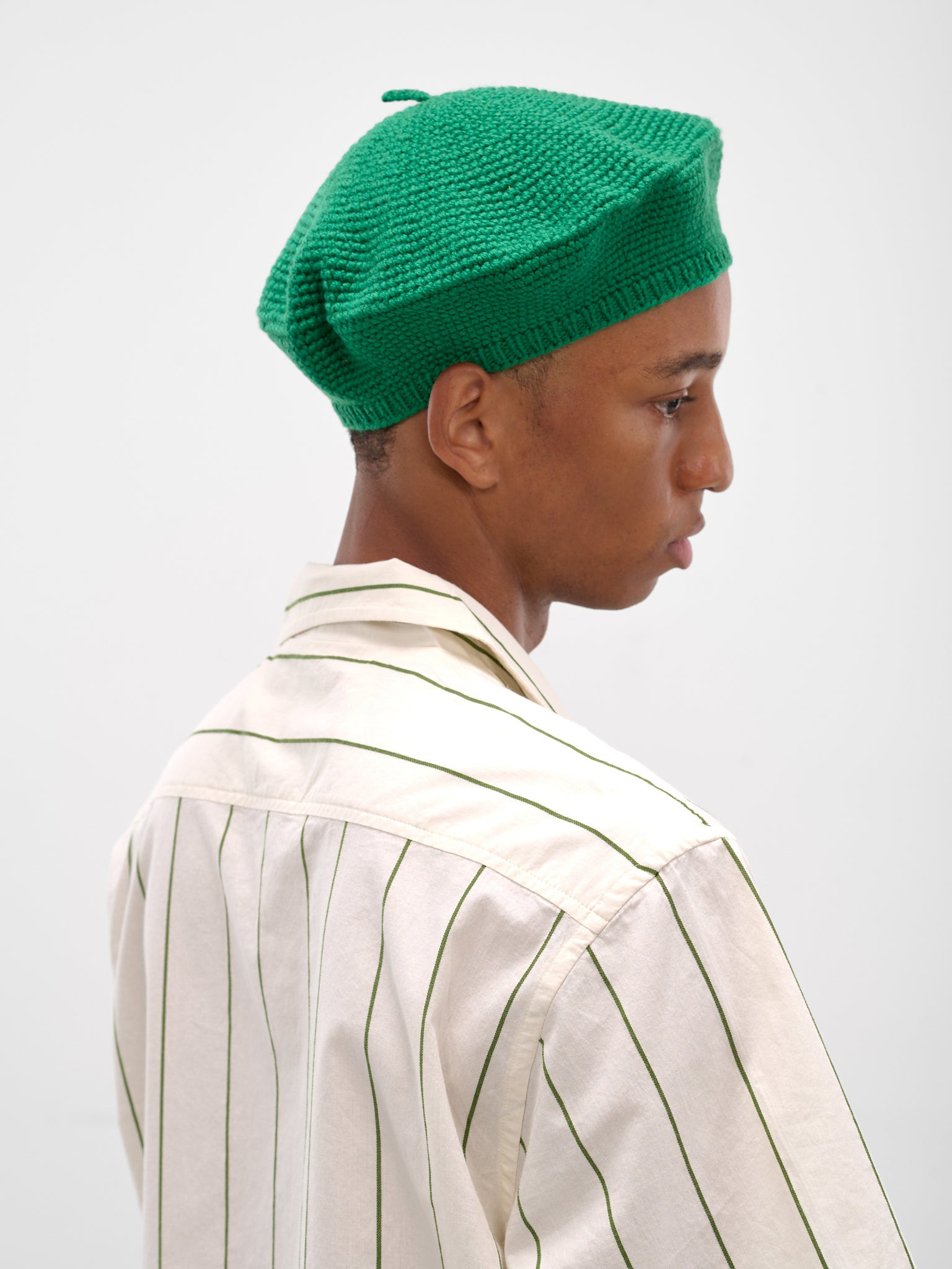 Green Merino Wool Crochet Berete - 3