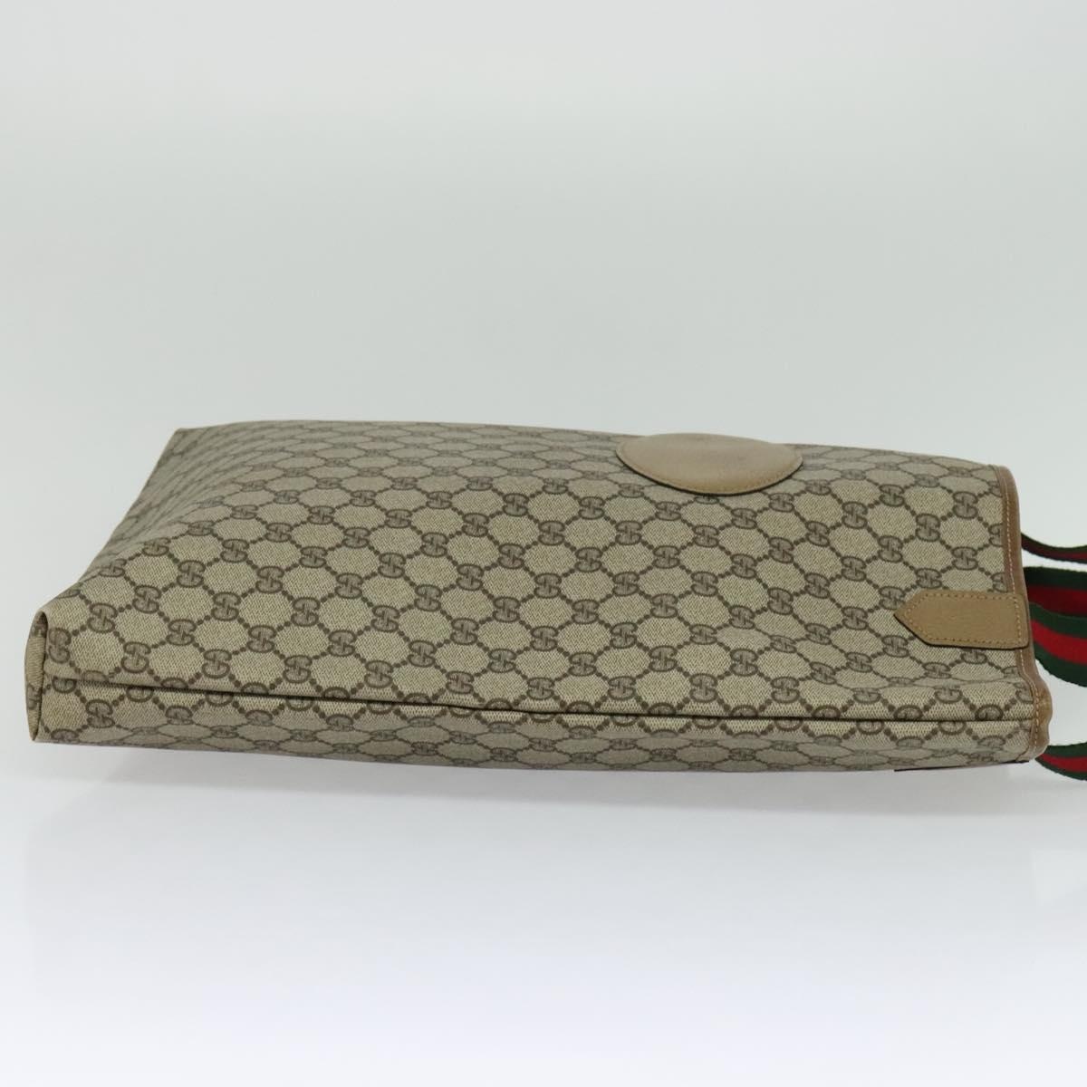 GUCCI GG Supreme Web Sherry Line Tote Bag Pvc Beige Red Green - 4