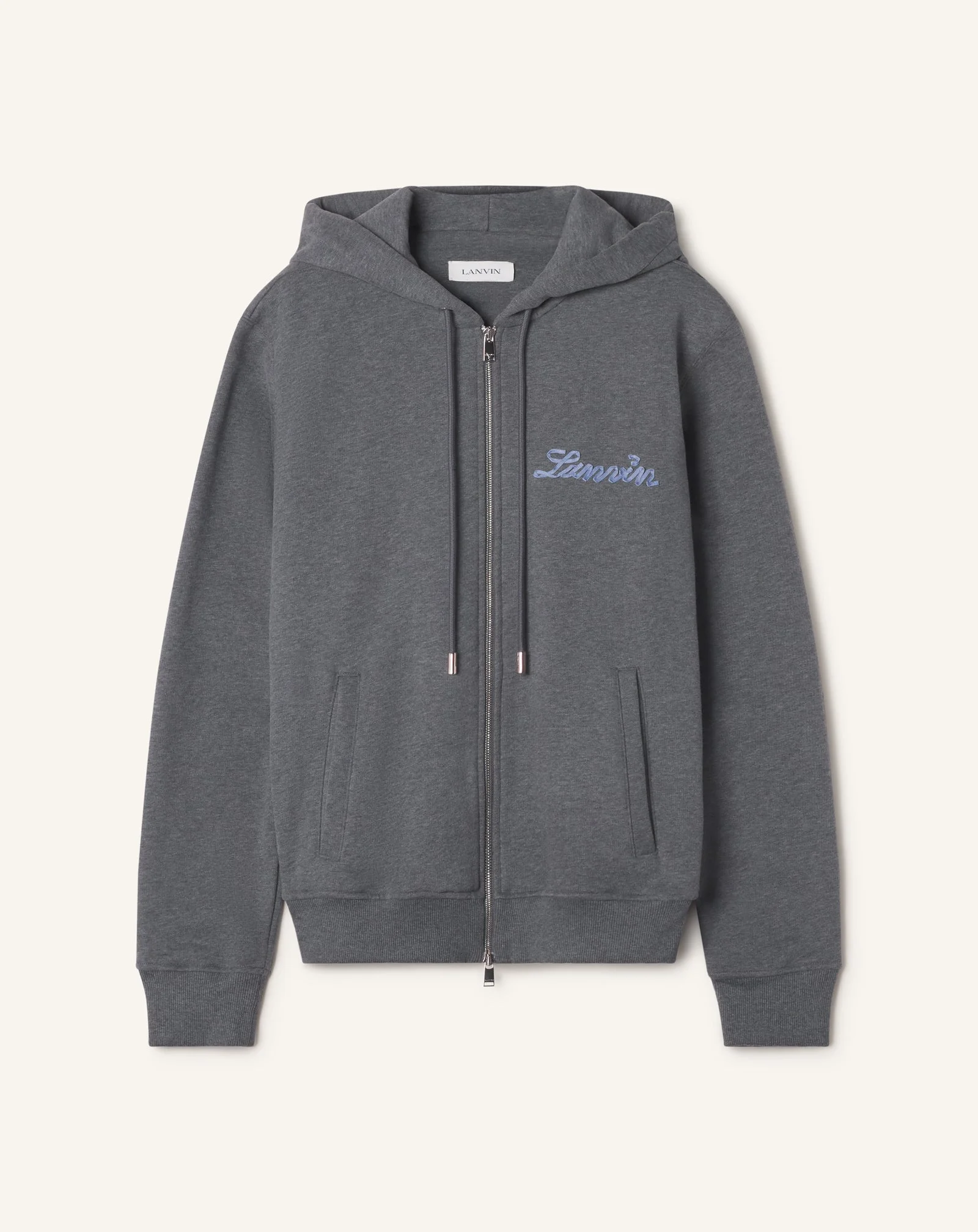 LANVIN RIBBON ZIP-UP HOODIE IN COTTON AND CASHMERE - 1