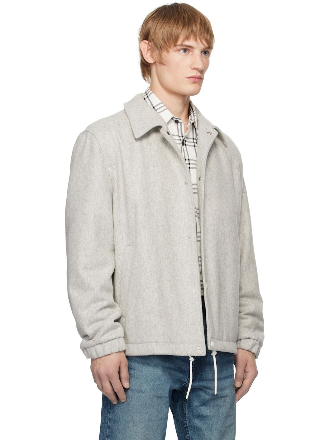 Gray Regular-Fit Padded Coach Jacket - 2