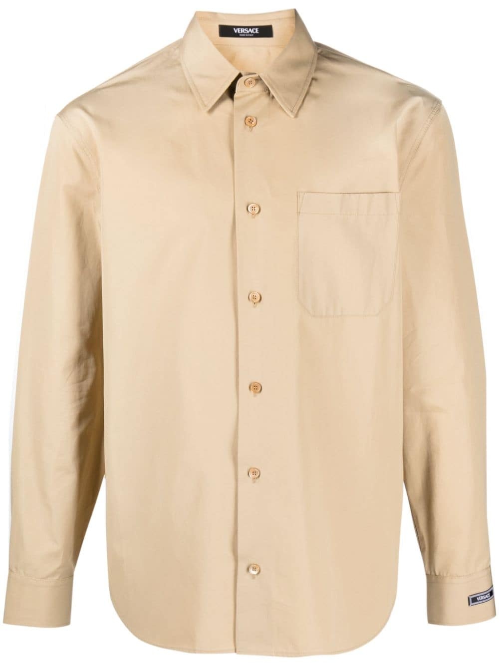 poplin-texture cotton shirt - 1