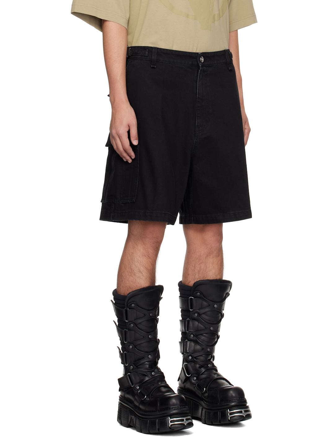 Black Cargo Shorts - 2