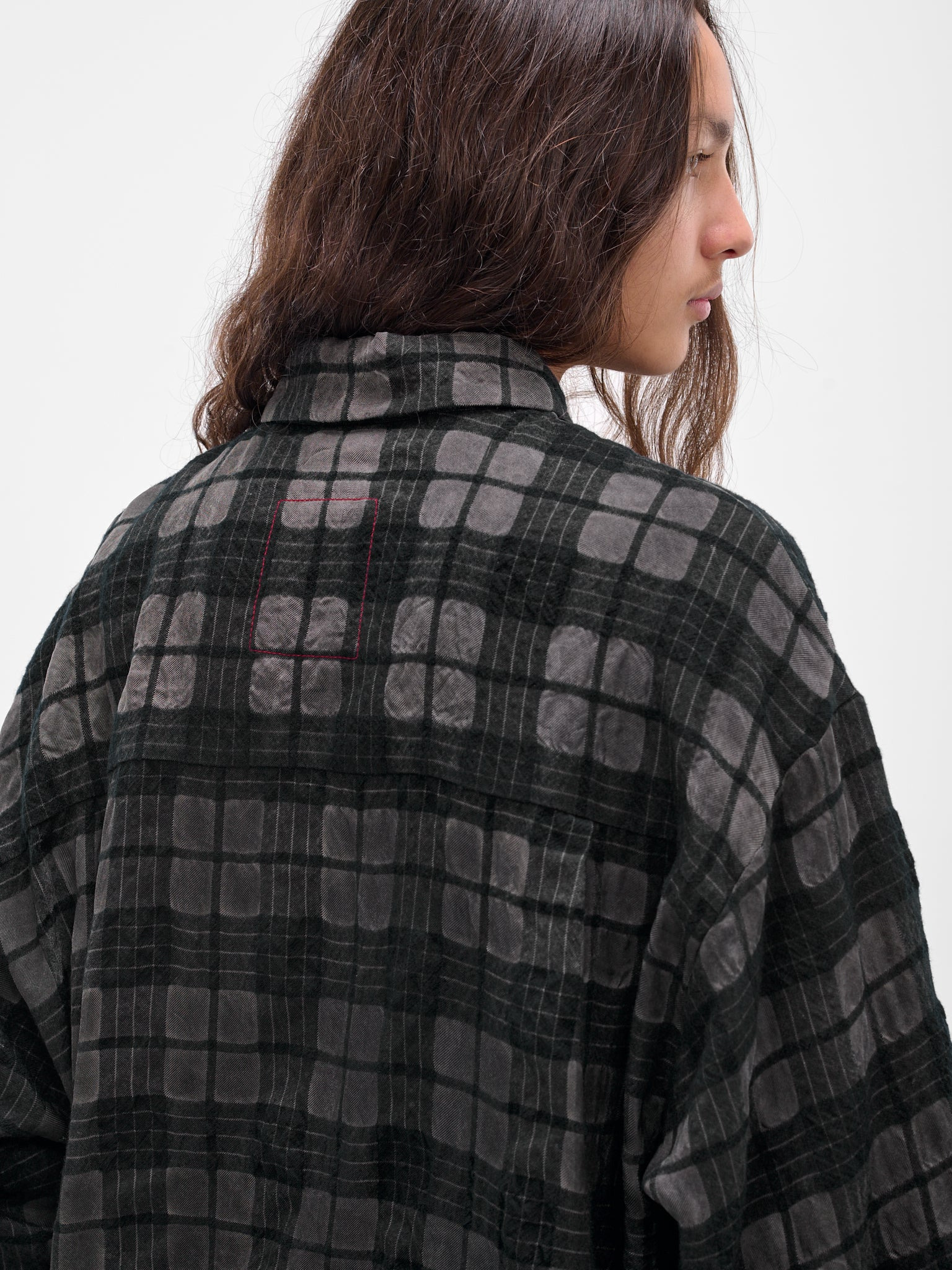 Gray Plaid Check Button-Up Shirt - 5