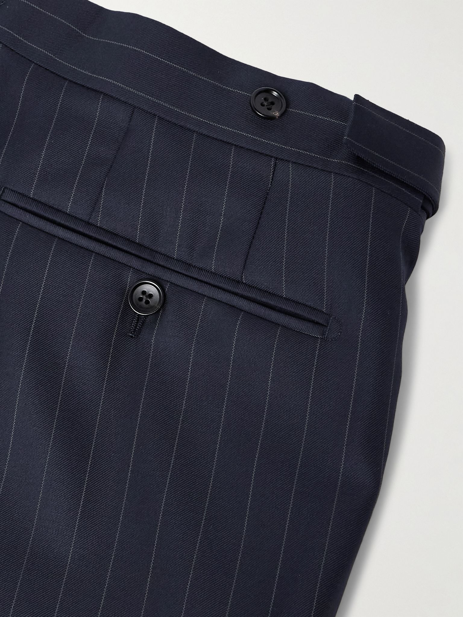 Dyllan Slim-Fit Pinstriped Wool-Twill Suit Trousers Navy - 5