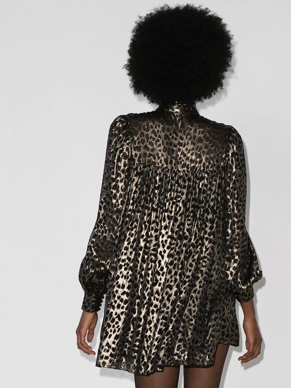 leopard-print metallic-sheen dress - 3