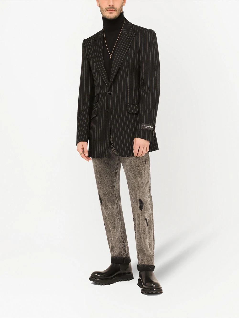 single-breasted pinstripe blazer - 2