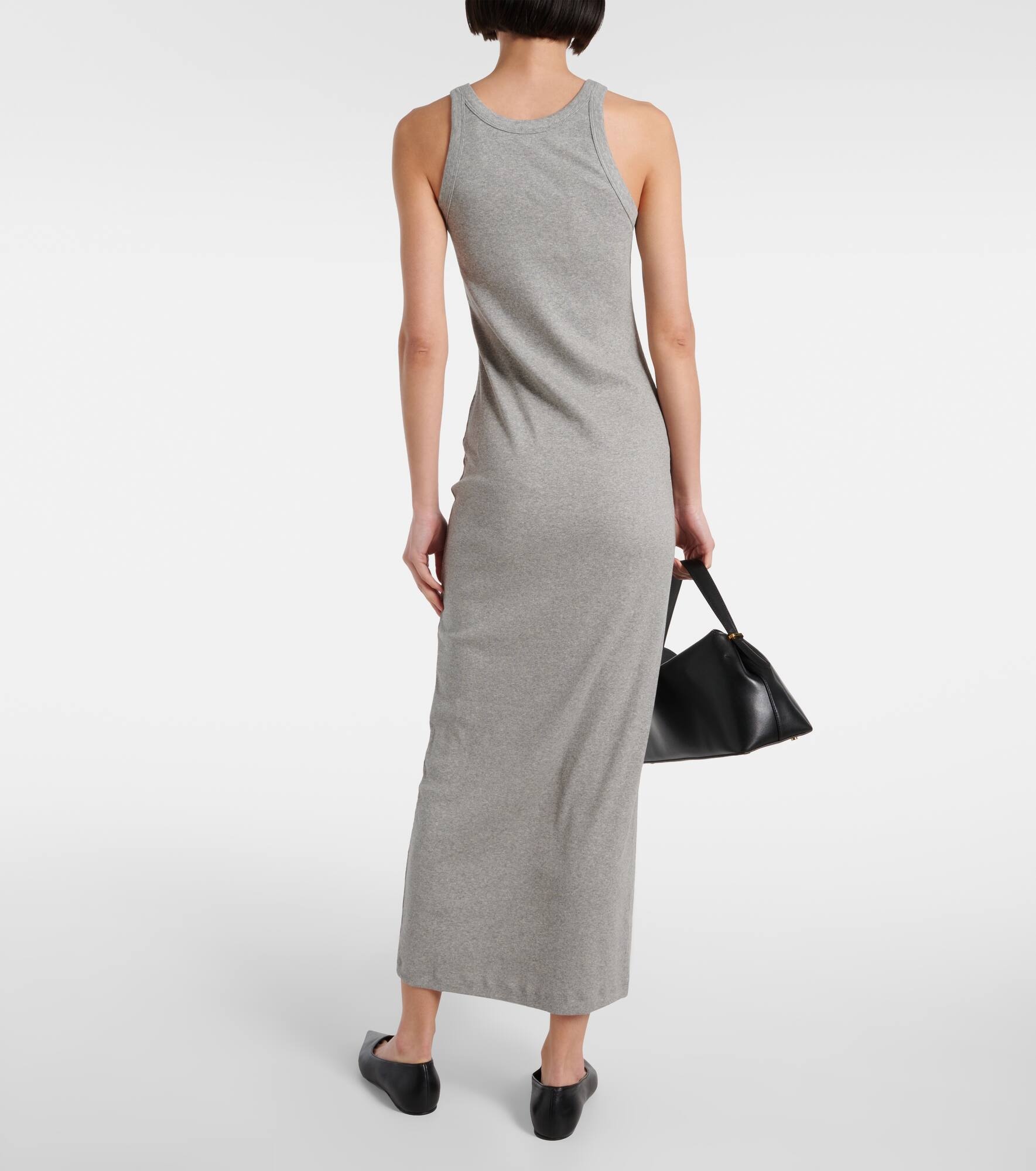 Ribbed-knit cotton-blend jersey midi dress - 3