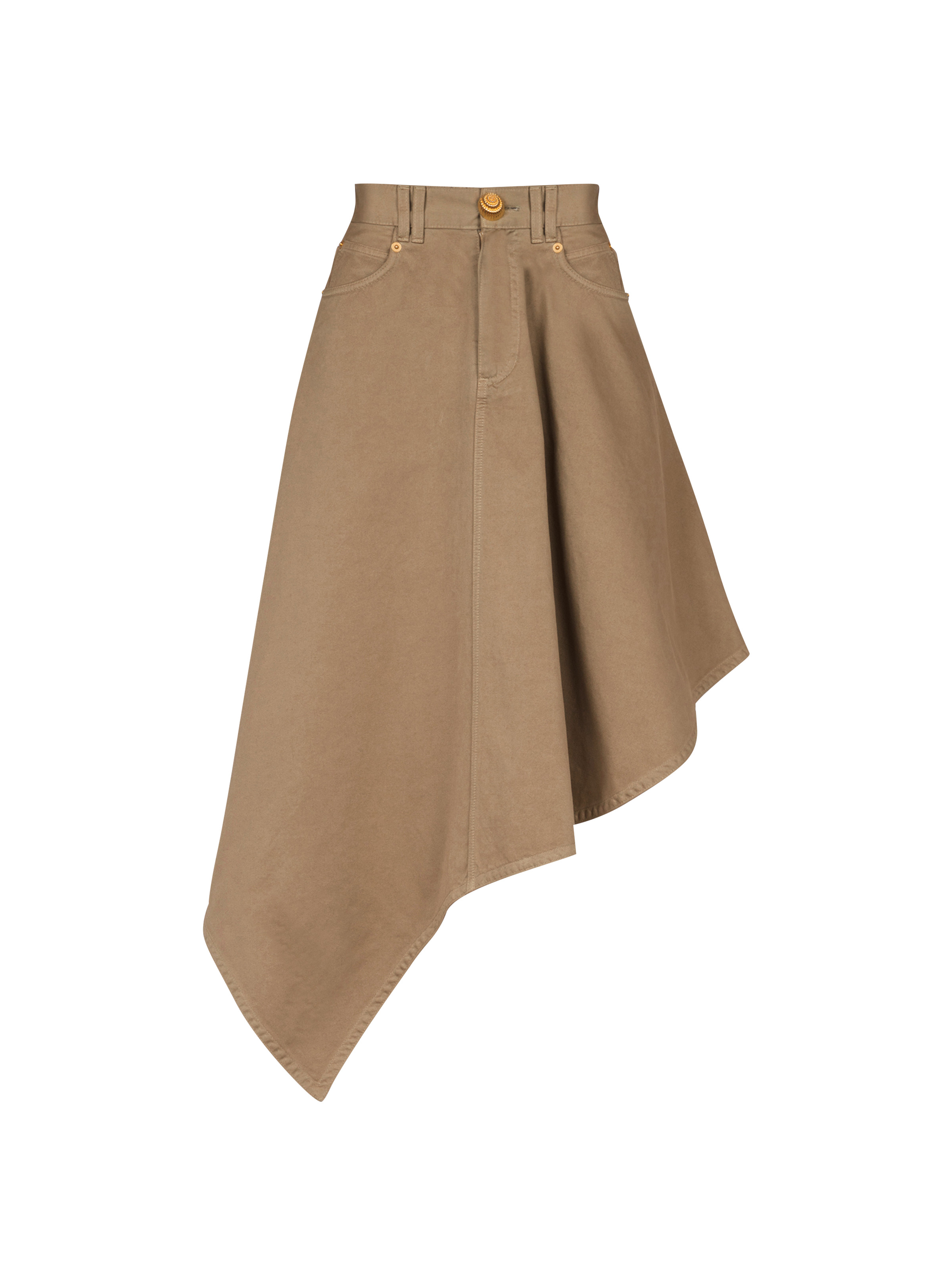 Asymmetrical pleated skirt in cotton canvas - 1