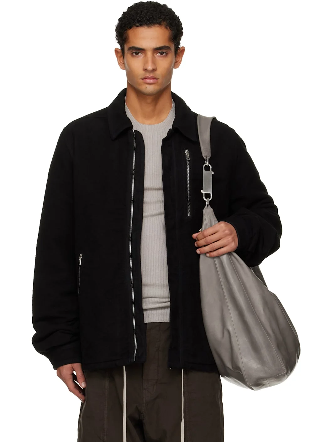 Black Concealed Zipfront Jacket - 1