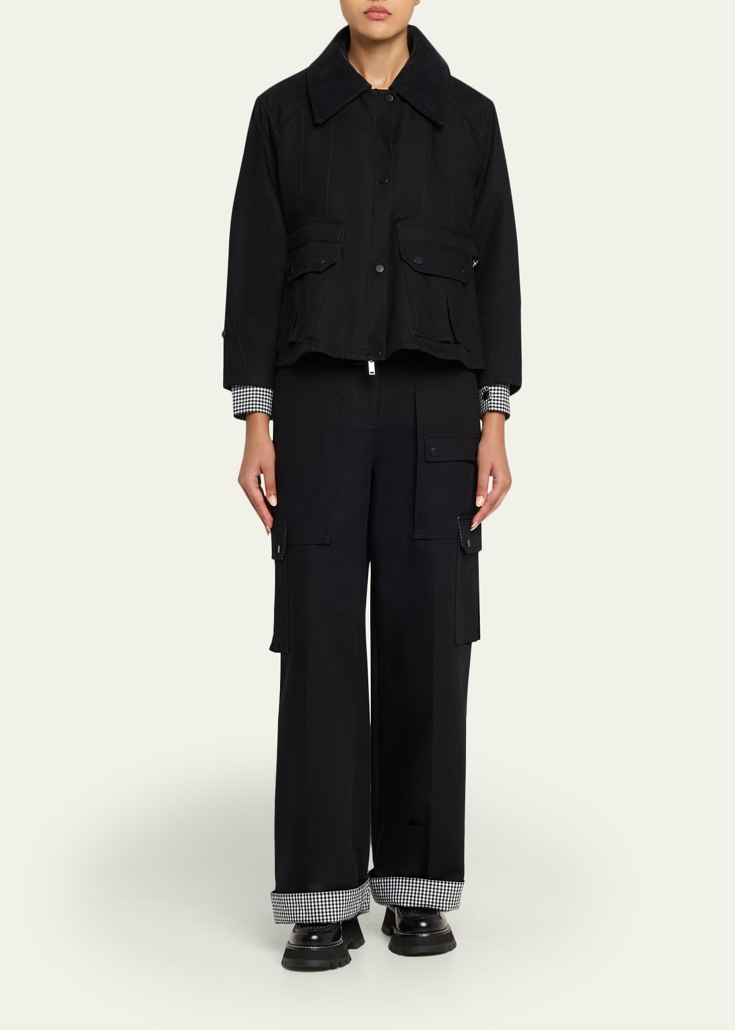 Utility Cargo Pants with Contrast Cuffs - 2