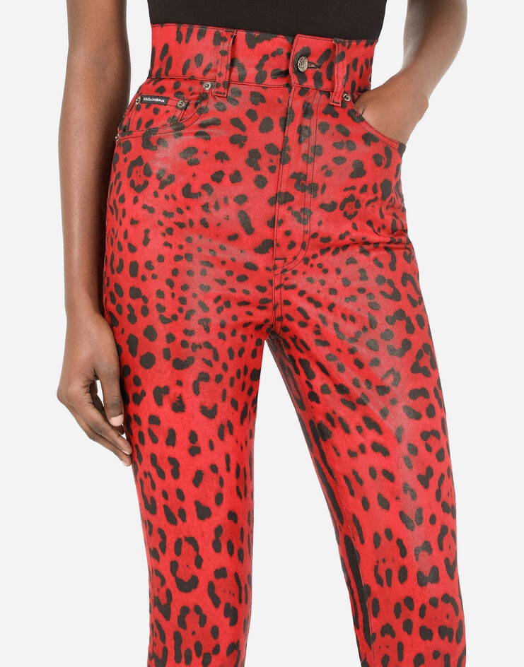 Leopard-print drill jeans - 4