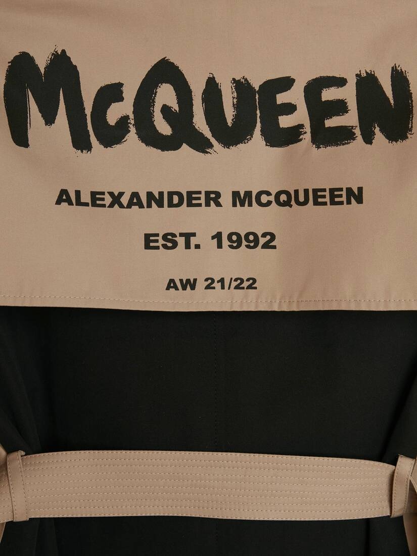 Hybrid Mcqueen Graffiti Trench Coat in Black/beige - 6