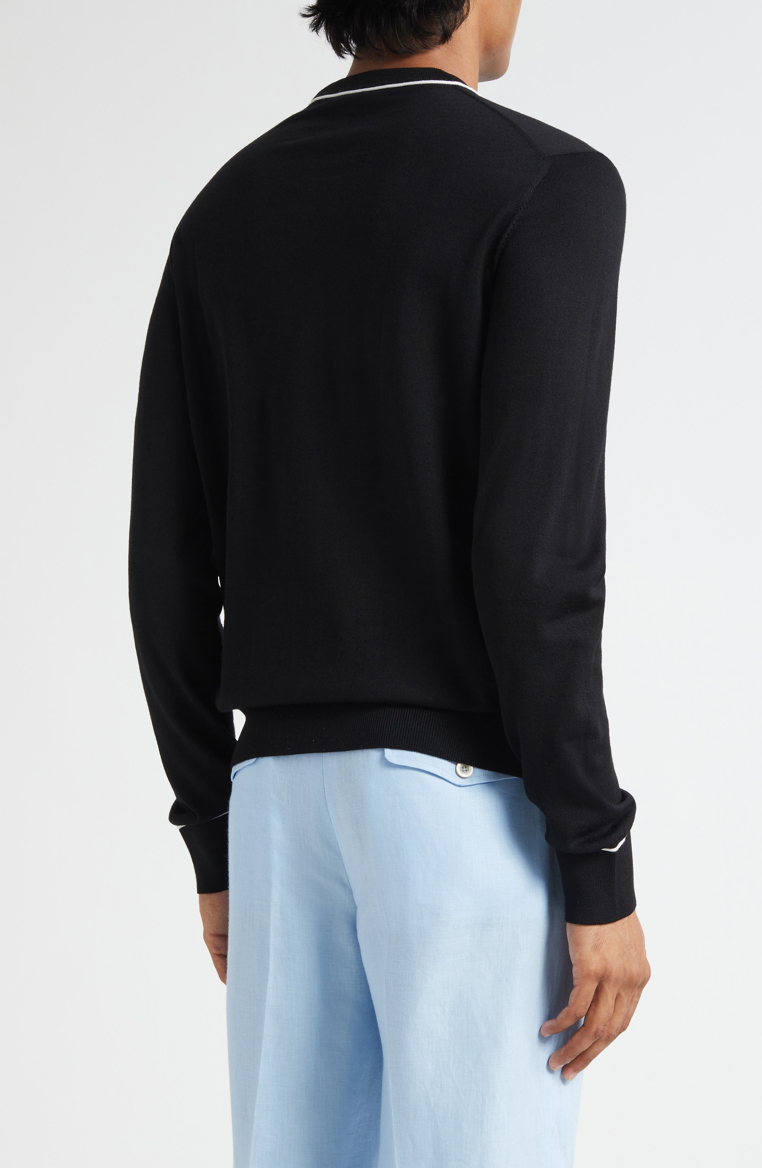 Dolce&Gabbana Tipped Virgin Wool Crewneck Sweater in N0000 Nero at Nordstrom - 2