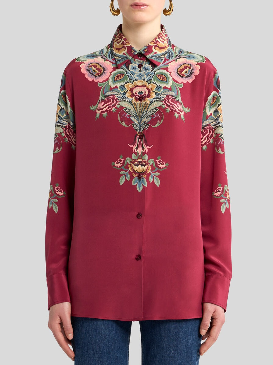SILK SHIRT WITH PLACED PRINT - 2