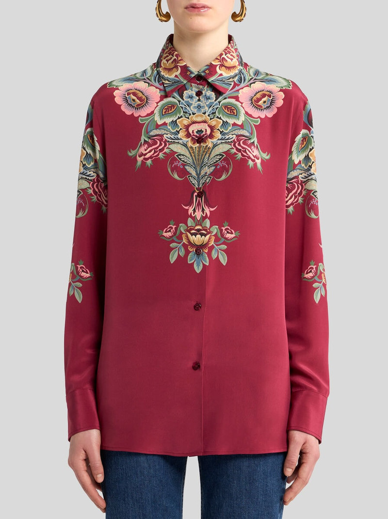SILK SHIRT WITH PLACED PRINT 2