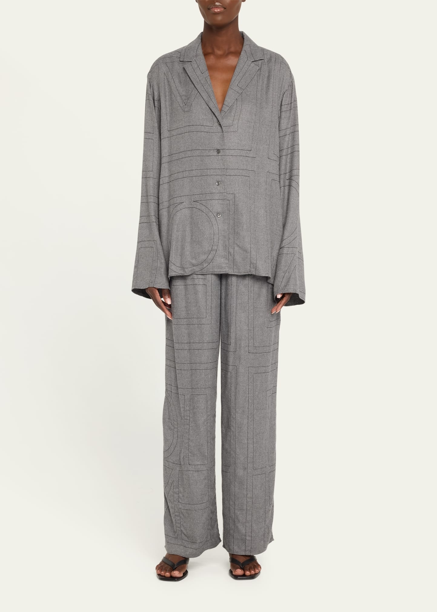 Monogram Flannel Pajama Top - 2