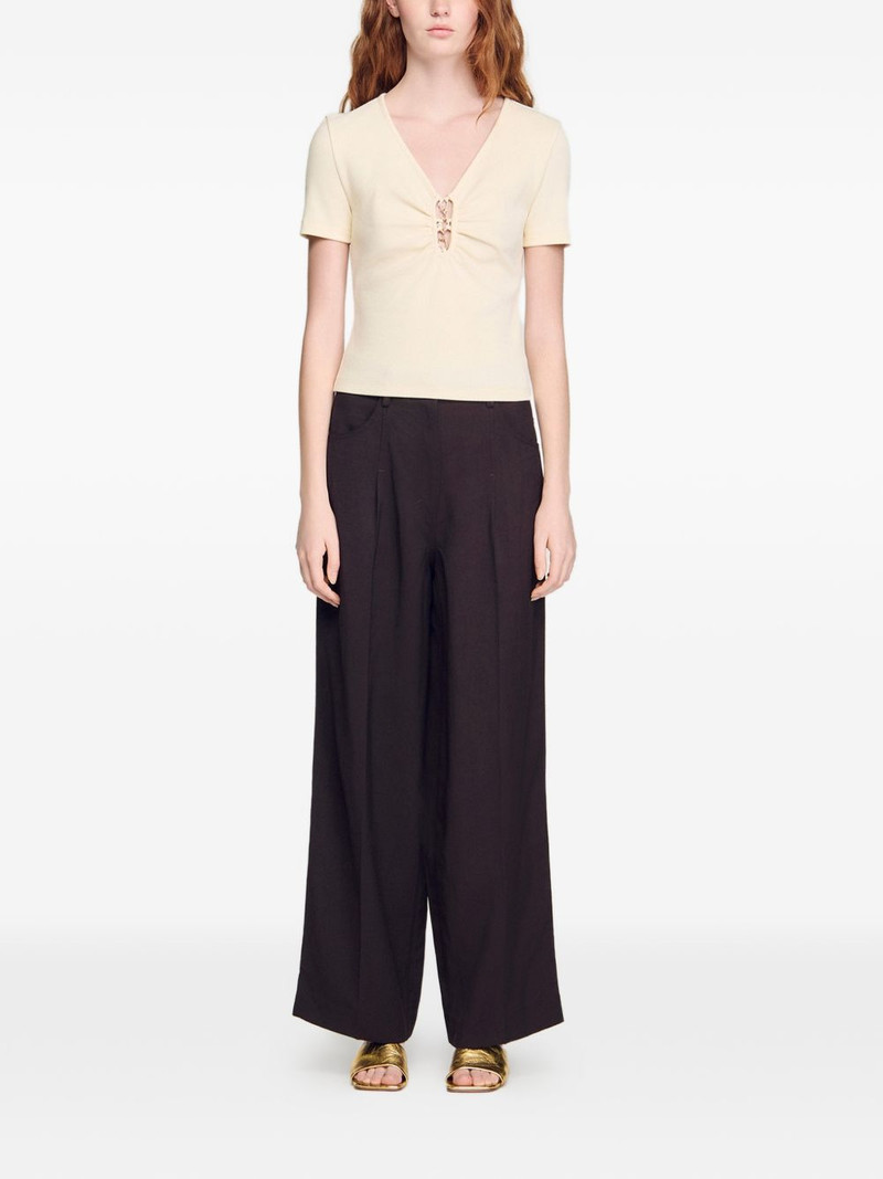 Sandro detail V-neck T-shirt outlook