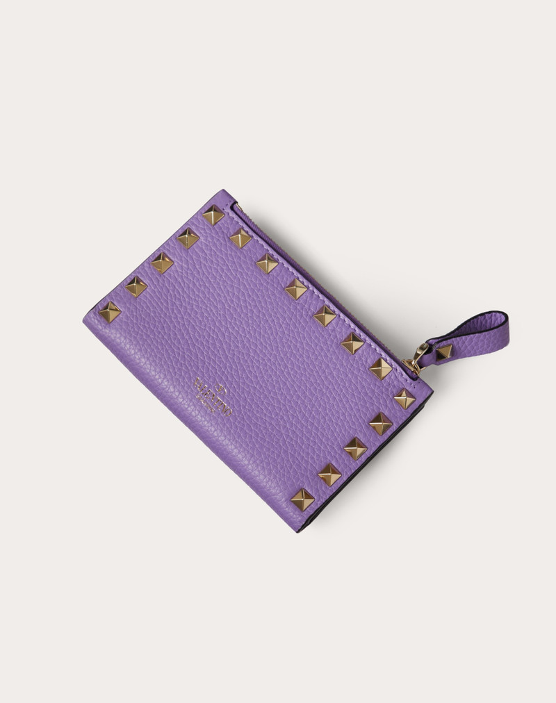 ROCKSTUD GRAINY CALFSKIN CARDHOLDER WITH ZIPPER 3