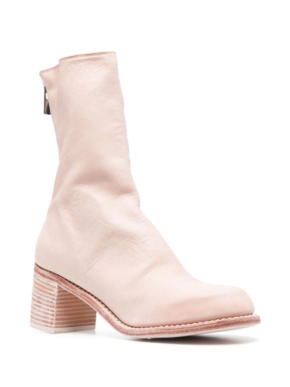 stack-heel leather ankle boots - 2