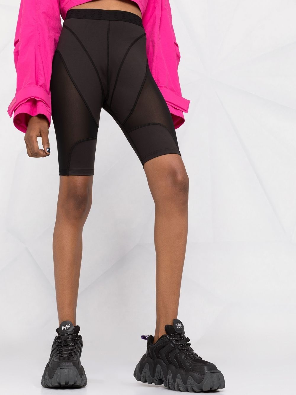 panelled biker-style shorts - 5
