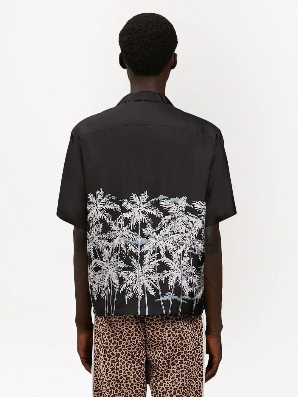 palm tree-print silk shirt - 4