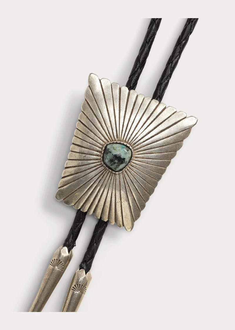 Turquoise & Leather Bolo Tie 3