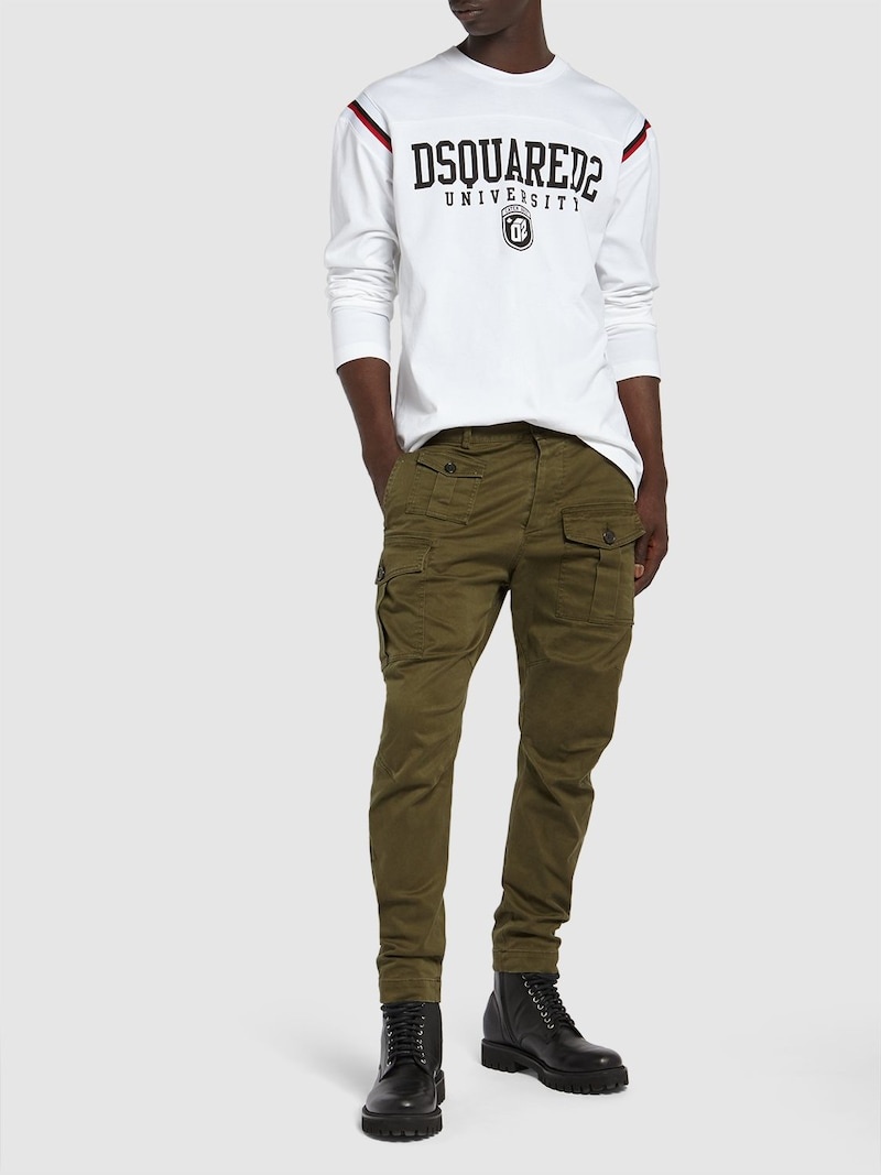 DSQUARED2 Varsity logo long sleeved t-shirt | luisaviaroma