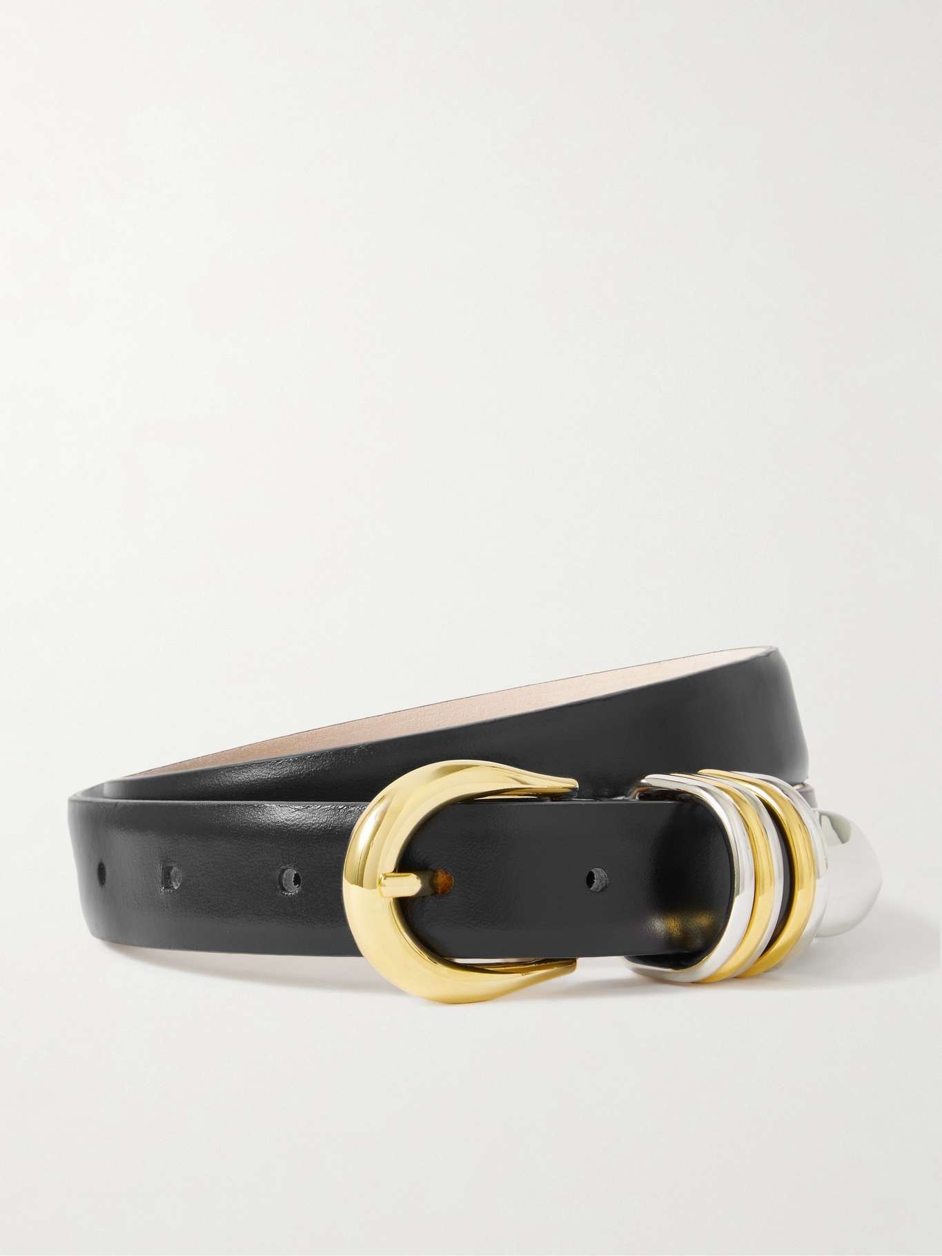 Hollyhock embellished leather belt Black - 1