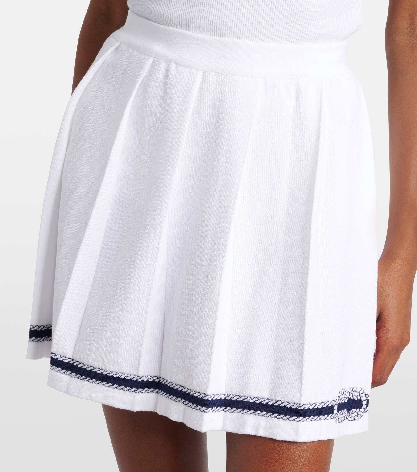 Intarsia pleated cotton-blend miniskirt - 4