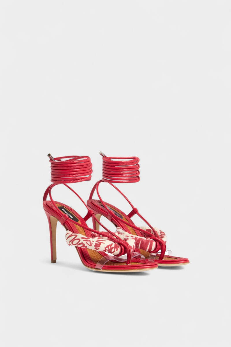 DSQUARED2 REBEL HIBISCUS HEELED SANDALS outlook
