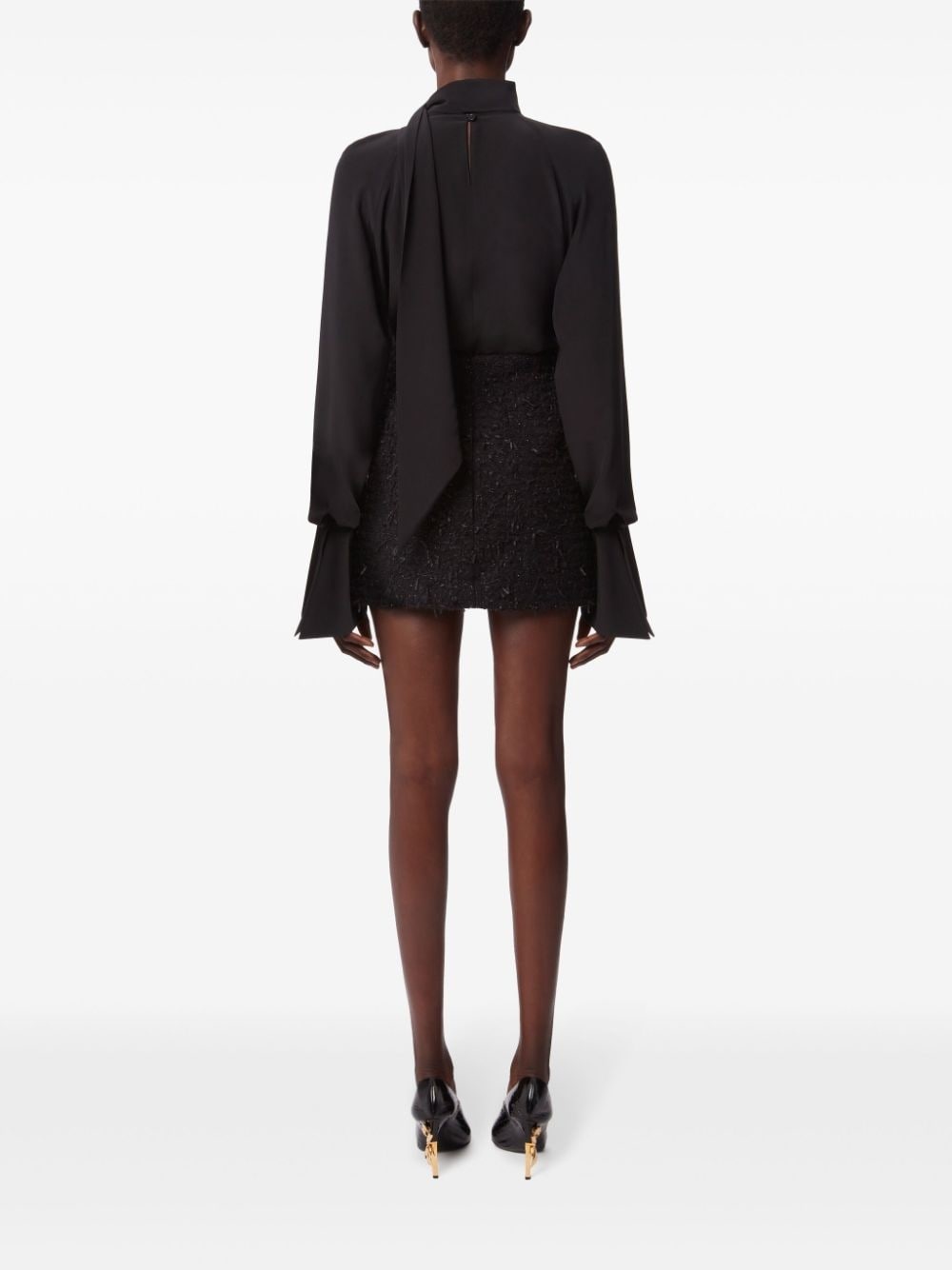 frayed tweed mini skirt - 4