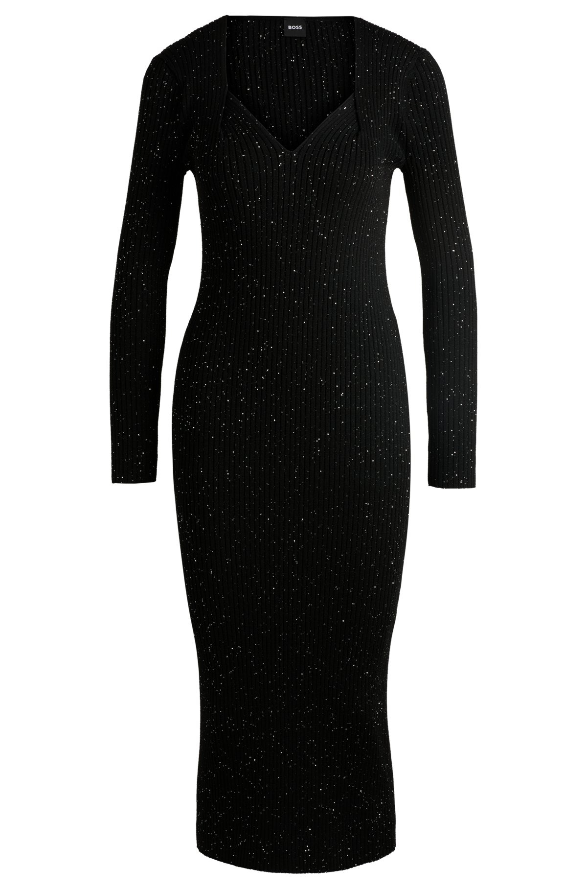 LONG-SLEEVED KNITTED DRESS WITH SEQUIN EMBELLISHMENTS - 1