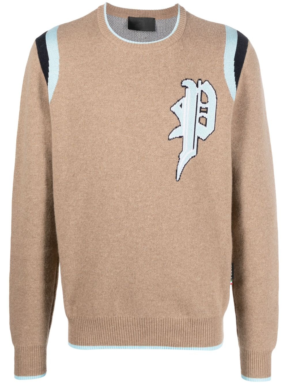 intarsia-knit logo knitted sweatshirt - 1