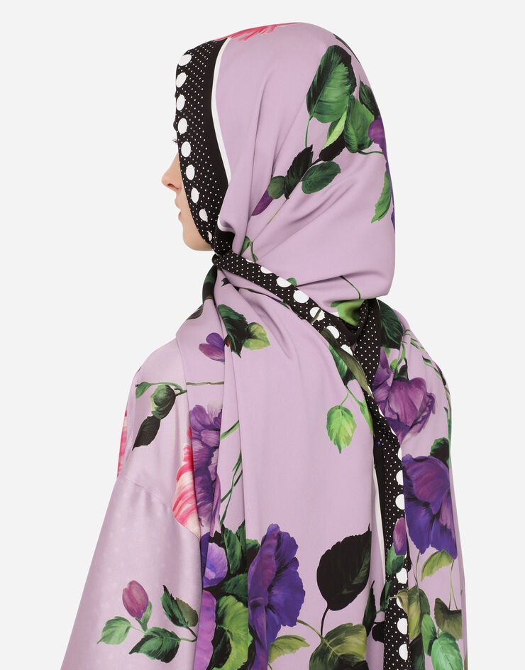 Rose-print charmeuse hijab - 2